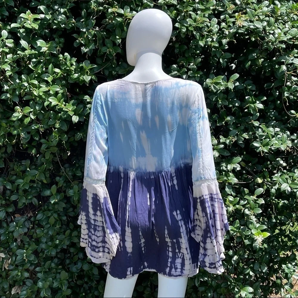 💋NWT BOHO Me Lace Inset Tie Dye Print Tunic Swimsuit Coverup